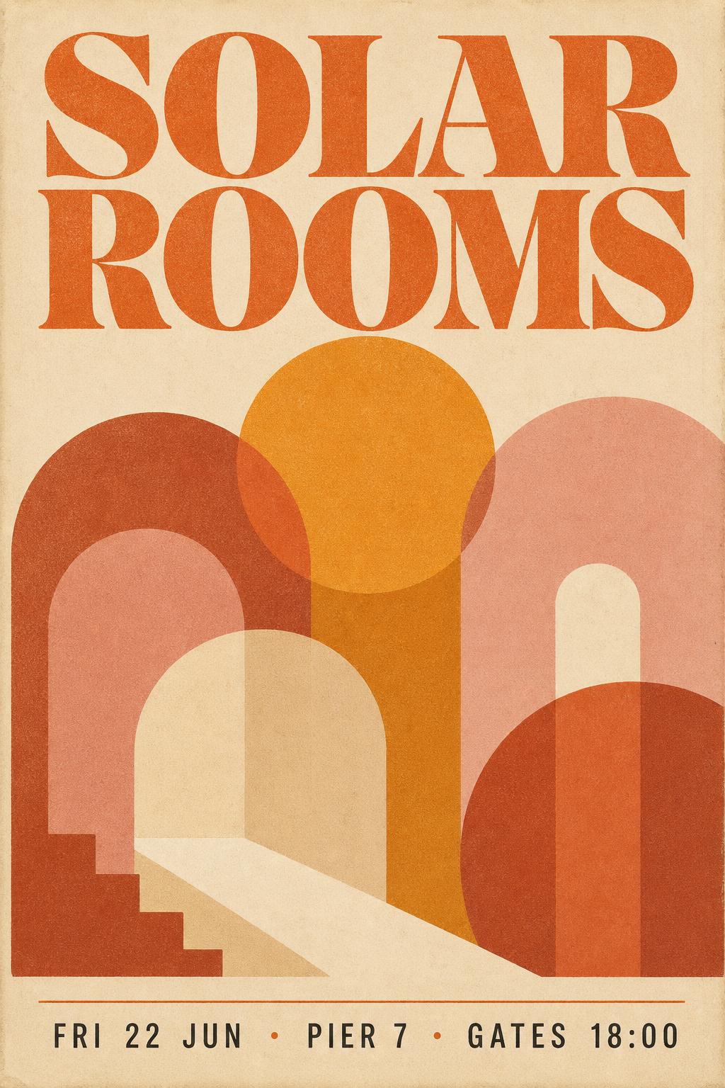 Solar Rooms — sample summer festival poster
